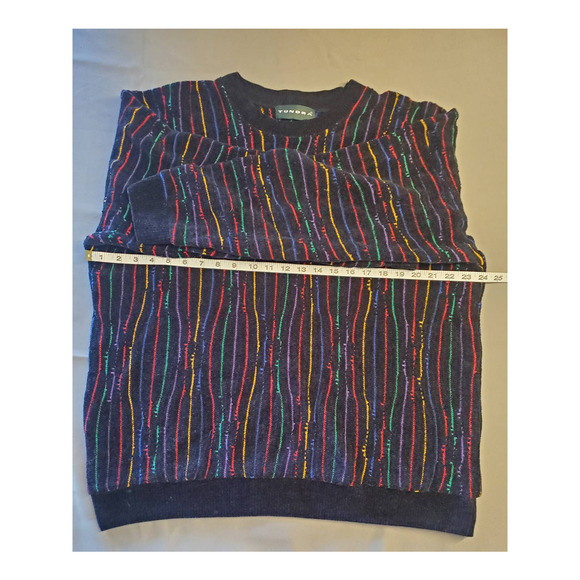 Vintage Tundra Textured Rainbow Stripe 90s Coogi-Stryle Men's Sweater L/G - Picture 3 of 7